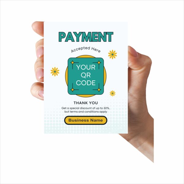 Customized Payment Accept QR with Acrylic Base + 4 Free Stickers, Size 4 by 5.5 Inchs. - Image 2