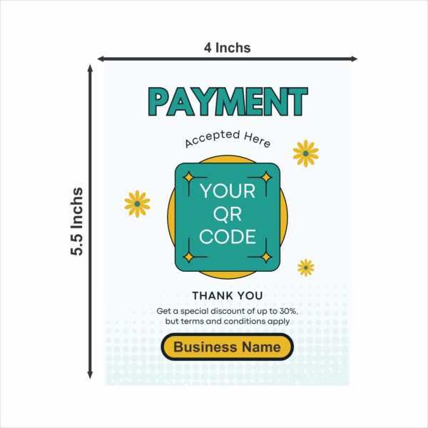 Customized Payment Accept QR with Acrylic Base + 4 Free Stickers, Size 4 by 5.5 Inchs. - Image 3