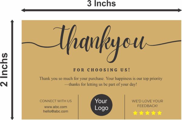 Customized Thank you Cards For Business, 3 inch by 2 inchs, 350GSM Premium Matt Paper - Image 2